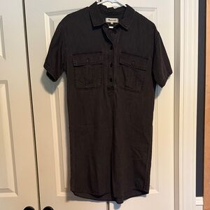 Madewell Dark Gray Short Sleeve Button Down Dress